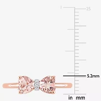 Womens Genuine Pink Morganite 10K Rose Gold Bow Cocktail Ring