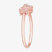 Womens Genuine Pink Morganite 10K Rose Gold Bow Cocktail Ring