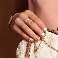 Womens Genuine Pink Morganite 10K Rose Gold Bow Cocktail Ring
