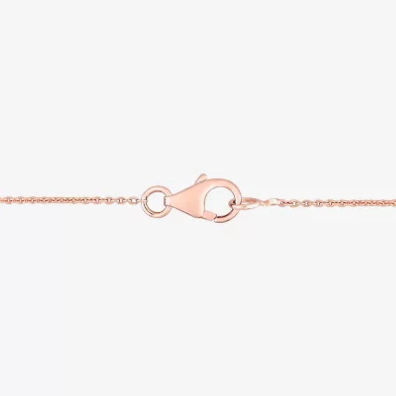Womens Genuine Pink Morganite 10K Rose Gold Bow 17 Inch Pendant Necklace