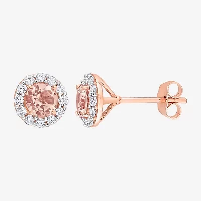 Genuine Pink Morganite 10K Rose Gold 8.5mm Round Stud Earrings