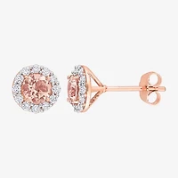 Genuine Pink Morganite 10K Rose Gold 8.5mm Round Stud Earrings