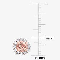 Genuine Pink Morganite 10K Rose Gold 8.5mm Round Stud Earrings