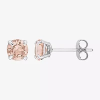 Genuine Pink Morganite 10K White Gold 5mm Round Stud Earrings