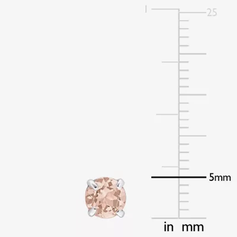 Genuine Pink Morganite 10K White Gold 5mm Round Stud Earrings