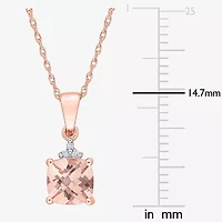 Womens Genuine Pink Morganite 10K Rose Gold Round 17 Inch Pendant Necklace