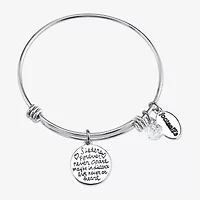 Footnotes Sisters Womens Crystal Stainless Steel Flower Bangle Bracelet