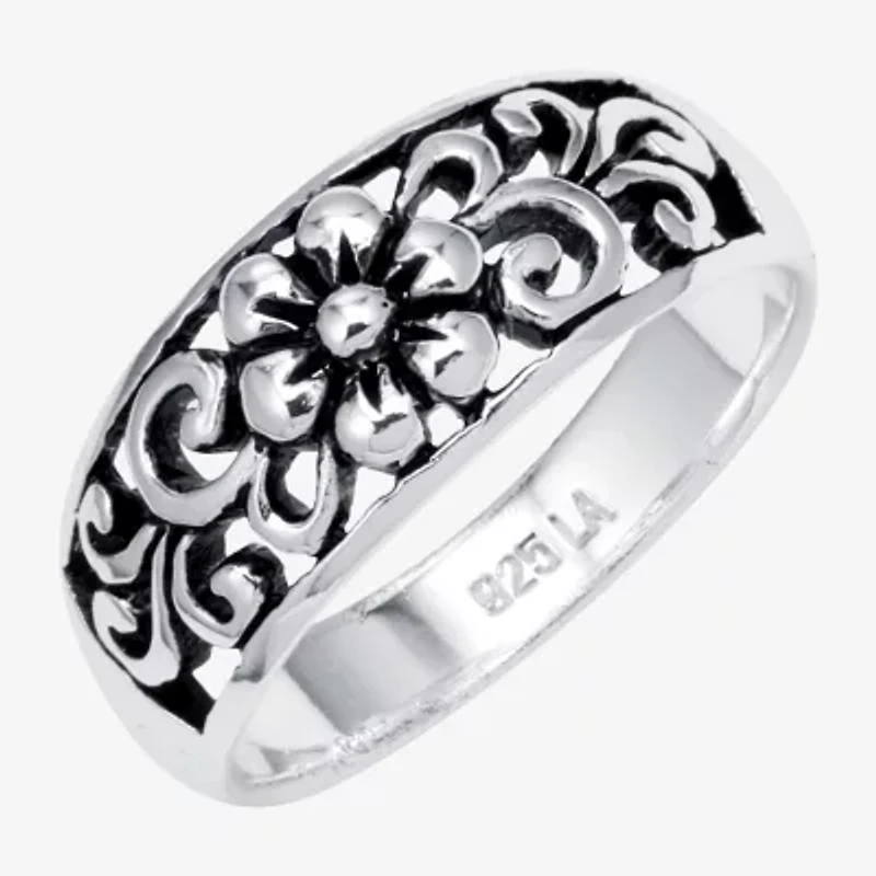 Footnotes Daughter Womens Sterling Silver Flower Band