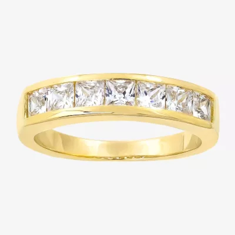 Sparkle Allure Womens 2.5MM Cubic Zirconia 14K Gold Over Brass Band