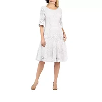 Giovanna Signature Womens Plus Short Sleeve Midi Fit + Flare Dress