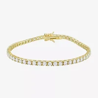 Womens Lab Created White Moissanite 18K Gold Over Silver 8 Inch Tennis Bracelet