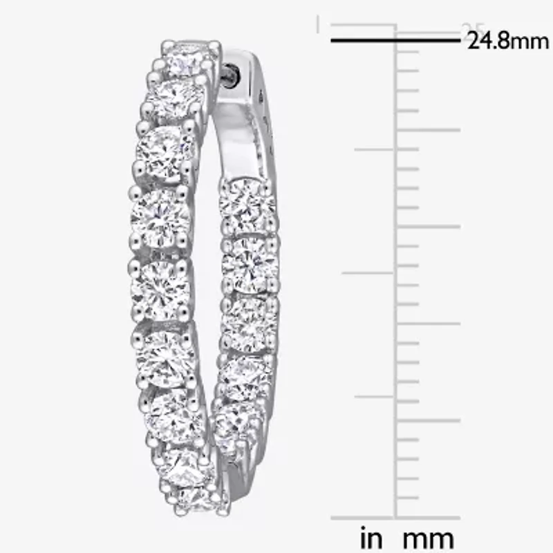 Womens 3 CT. T.W. Lab Created White Moissanite Sterling Silver 24.8mm Hoop Earrings