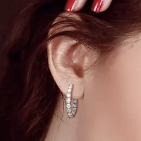 Womens 3 CT. T.W. Lab Created White Moissanite Sterling Silver 24.8mm Hoop Earrings