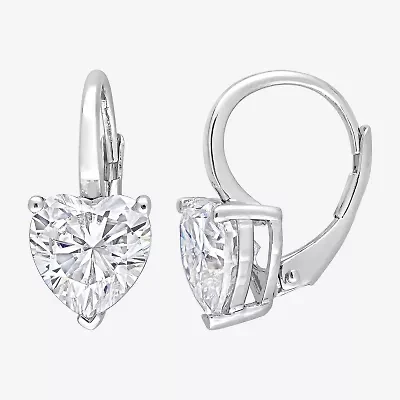 Womens 4 CT. T.W. Lab Created White Moissanite Sterling Silver Heart Drop Earrings