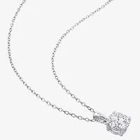 Womens Lab Created White Moissanite Sterling Silver Round 18 Inch Pendant Necklace