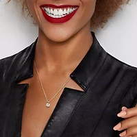 Womens Lab Created White Moissanite Sterling Silver Round 18 Inch Pendant Necklace