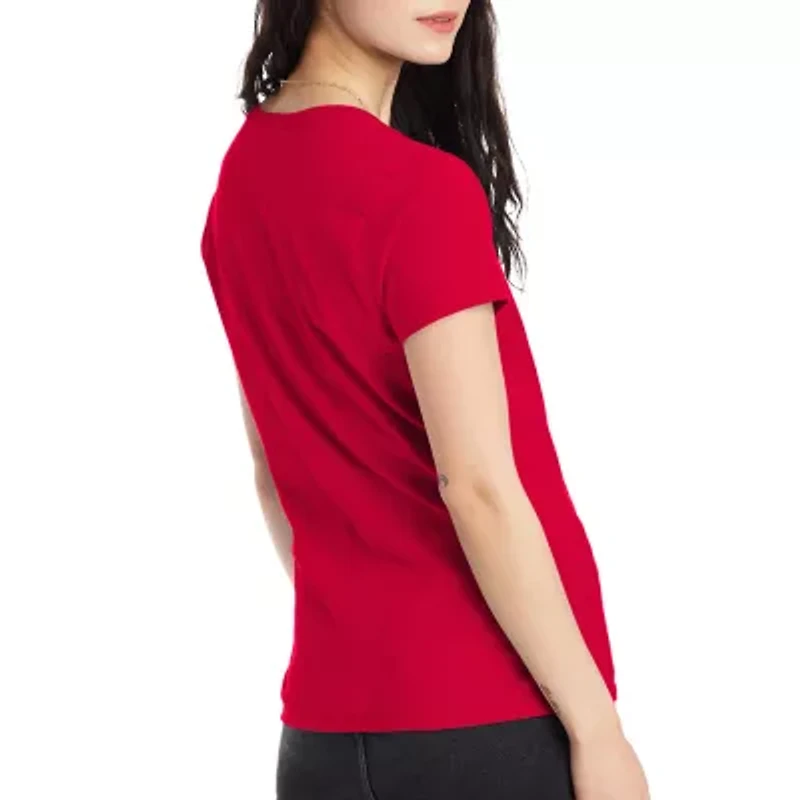 Hanes Womens V Neck Short Sleeve Active T-Shirt