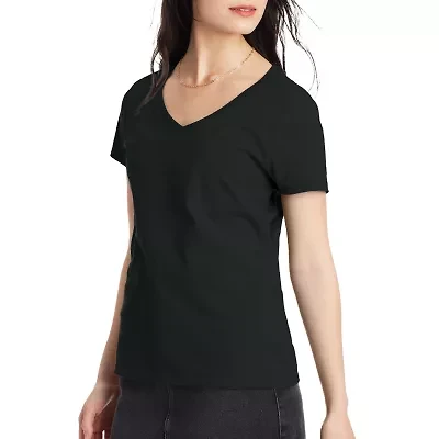 Hanes Womens V Neck Short Sleeve Active T-Shirt