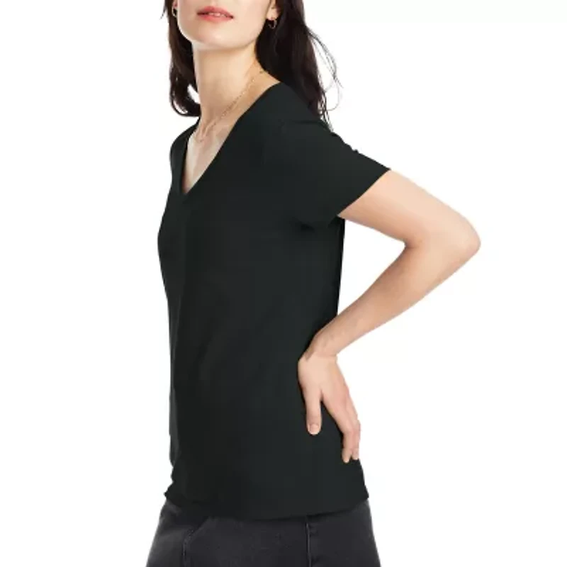 Hanes Womens V Neck Short Sleeve Active T-Shirt