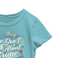 Disney Encanto Little & Big Kid Girls Crew Neck Short Sleeve Slim Fit Graphic T-Shirt
