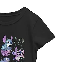 Disney Little & Big Kid Girls Crew Neck Short Sleeve Regular Fit Lilo Stitch Graphic T-Shirt