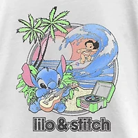 Disney Little & Big Kid Girls Crew Neck Short Sleeve Regular Fit Lilo Stitch Graphic T-Shirt