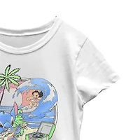 Disney Little & Big Kid Girls Crew Neck Short Sleeve Regular Fit Lilo Stitch Graphic T-Shirt