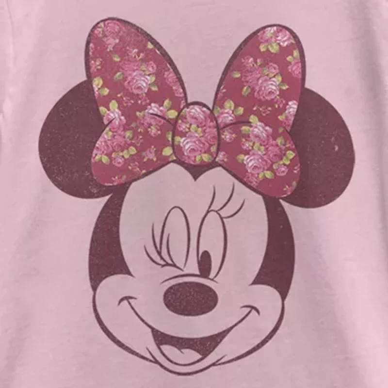 Disney Little & Big Kid Girls Crew Neck Short Sleeve Regular Fit Minnie Mouse Graphic T-Shirt