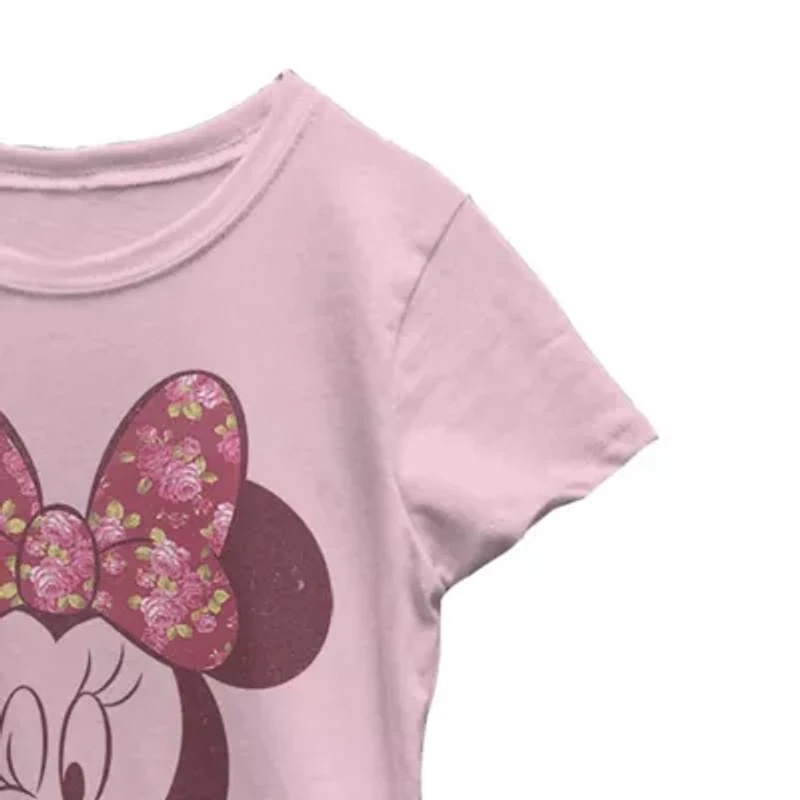 Disney Little & Big Kid Girls Crew Neck Short Sleeve Regular Fit Minnie Mouse Graphic T-Shirt