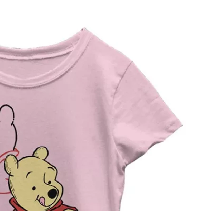 Little & Big Kid Girls Crew Neck Short Sleeve Slim Fit Winnie The Pooh Graphic T-Shirt