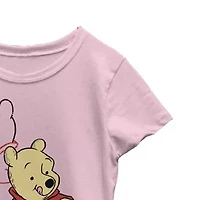 Little & Big Kid Girls Crew Neck Short Sleeve Slim Fit Winnie The Pooh Graphic T-Shirt