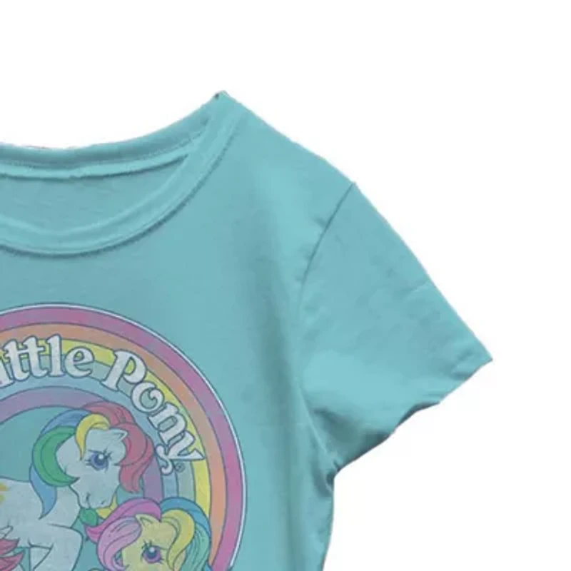 Little & Big Kid Girls Crew Neck Short Sleeve Slim Fit My Pony Graphic T-Shirt