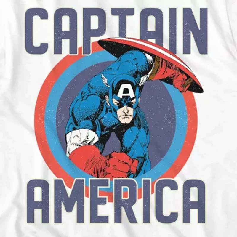 Disney Collection Little & Big Kid Boys Crew Neck Short Sleeve Regular Fit Avengers Captain America Marvel Graphic T-Shirt