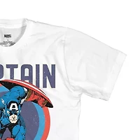 Disney Collection Little & Big Kid Boys Crew Neck Short Sleeve Regular Fit Avengers Captain America Marvel Graphic T-Shirt
