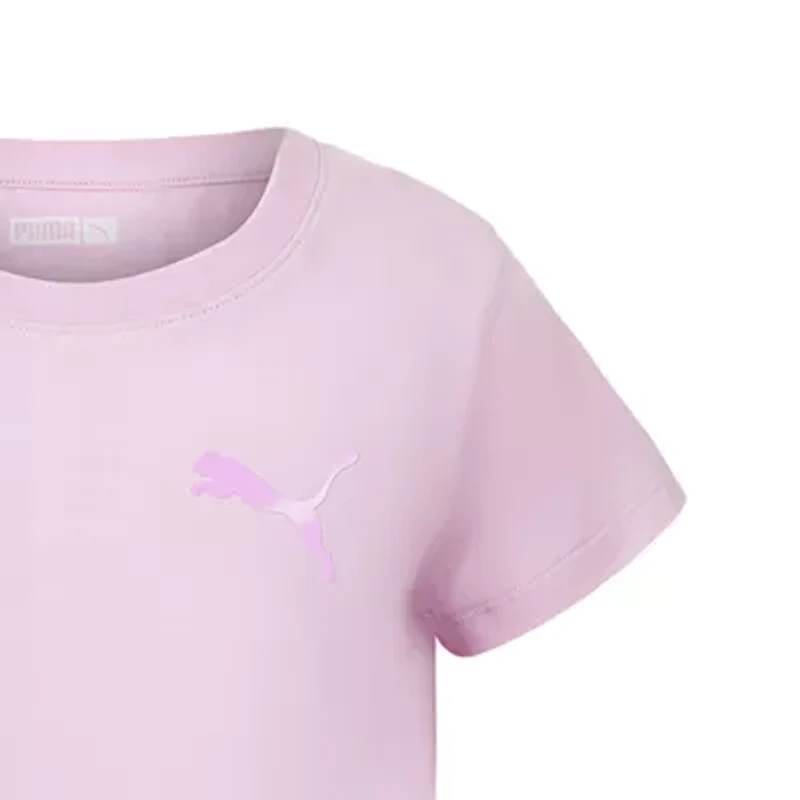 PUMA Big Kid Girls Crew Neck Short Sleeve Regular Fit Graphic T-Shirt