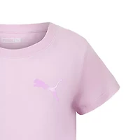 PUMA Big Kid Girls Crew Neck Short Sleeve Regular Fit Graphic T-Shirt