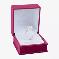 Sparkle Allure Split Shank Womens Cubic Zirconia Pure Silver Over Brass Oval Cocktail Ring