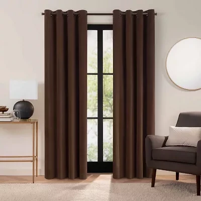 Eclipse Luxury Cotton Velvet Grommet Top Energy Saving 100% Blackout Single Curtain Panel