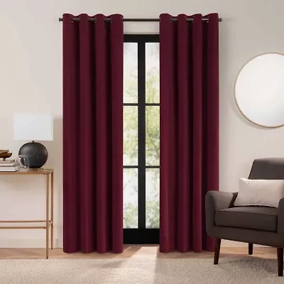 Eclipse Luxury Cotton Velvet Grommet Top Energy Saving 100% Blackout Single Curtain Panel