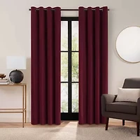 Eclipse Luxury Cotton Velvet Grommet Top Energy Saving 100% Blackout Single Curtain Panel