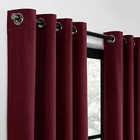 Eclipse Luxury Cotton Velvet Grommet Top Energy Saving 100% Blackout Single Curtain Panel