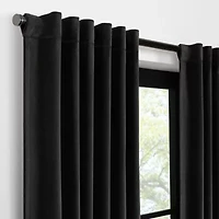 Eclipse Luxury Cotton Velvet Rod Pocket Back Tab Energy Saving 100% Blackout Single Curtain Panel