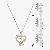 Diamonart "Mom" Womens White Cubic Zirconia Sterling Silver Heart 18 Inch Pendant Necklace