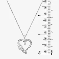 Diamonart "Mom" Womens White Cubic Zirconia Sterling Silver Heart 18 Inch Pendant Necklace