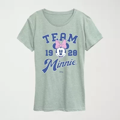 Womens Crew Neck Short Sleeve Classic Fit Minnie Mouse Graphic T-Shirt