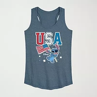 Usa Stitch Womens Crew Neck Sleeveless Tank Top