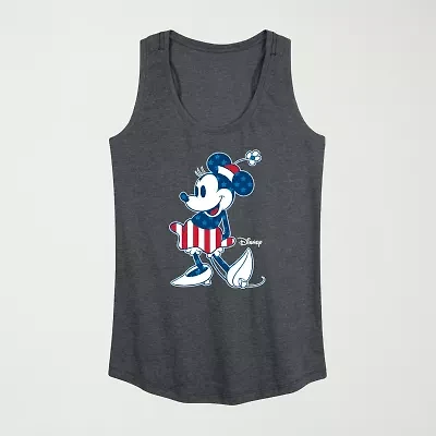 Minnie Flag Pattern Womens Scoop Neck Sleeveless Mouse Tank Top