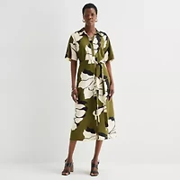 Worthington Womens Short Sleeve Tie Belt Shirt Dress