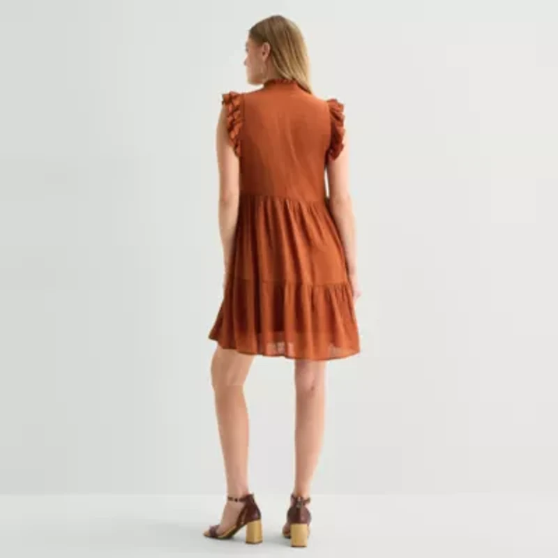 52seven Womens Notch Neck Sleeveless Shift Dress