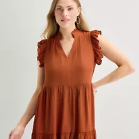 52seven Womens Notch Neck Sleeveless Shift Dress